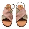 SANDALIA CRUZADA BICOLOR TAC?N BAJO MUJER BEIGE BEIGE