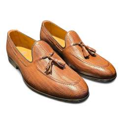 ZAPATOS HOMBRE MOCASIN VESTIR PIEL GRABADA CUERO CUERO