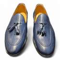 ZAPATOS HOMBRE MOCASIN VESTIR PIEL GRABADA AZUL AZUL