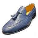 ZAPATOS HOMBRE MOCASIN VESTIR PIEL GRABADA AZUL AZUL