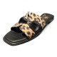 SANDALIAS MUJER PLANAS COMBINADAS LEOPARDO Y NEGRO NEGRO