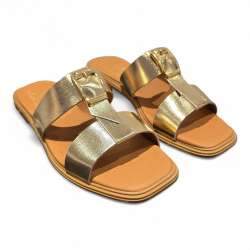 SANDALIAS PLANAS MUJER DOBKE TIRA ADORNO HEBILLA PLATINO PLATINO