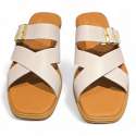 SANDALIAS MUJER PLANAS CURZADAS ADORNO HEBILLA BLANCO BLANCO