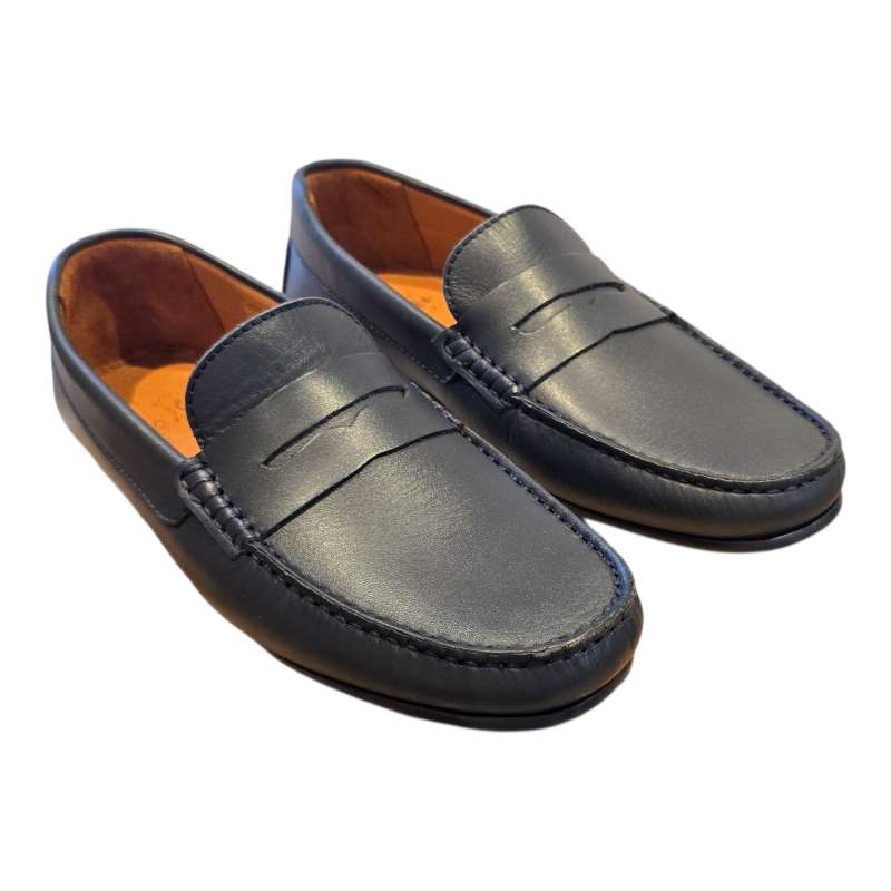 MOCASIN DE PIEL DE HOMBRE ESTILO DRIVER ANTIFAZ MARINO