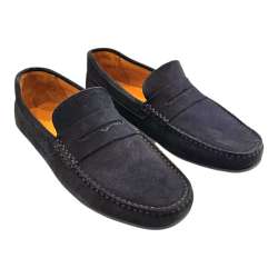 MOCASIN DE PIEL DE HOMBRE ESTILO DRIVER ANTIFAZ MARINO